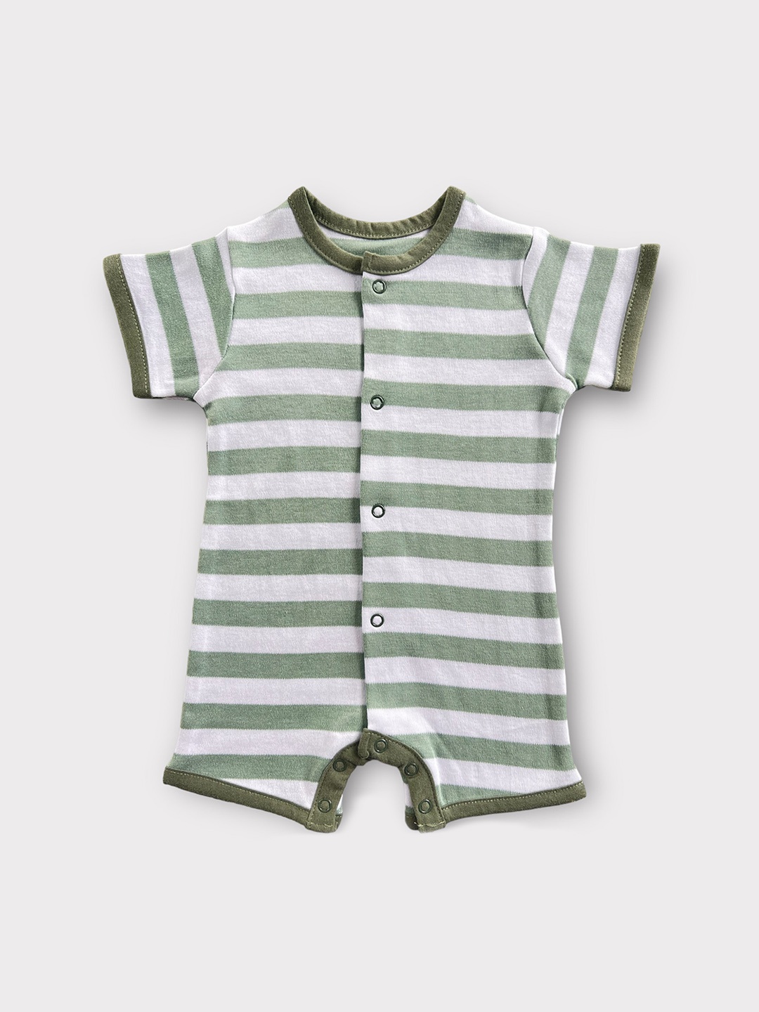 

Dear Little Infants Striped Cotton Rompers, Green