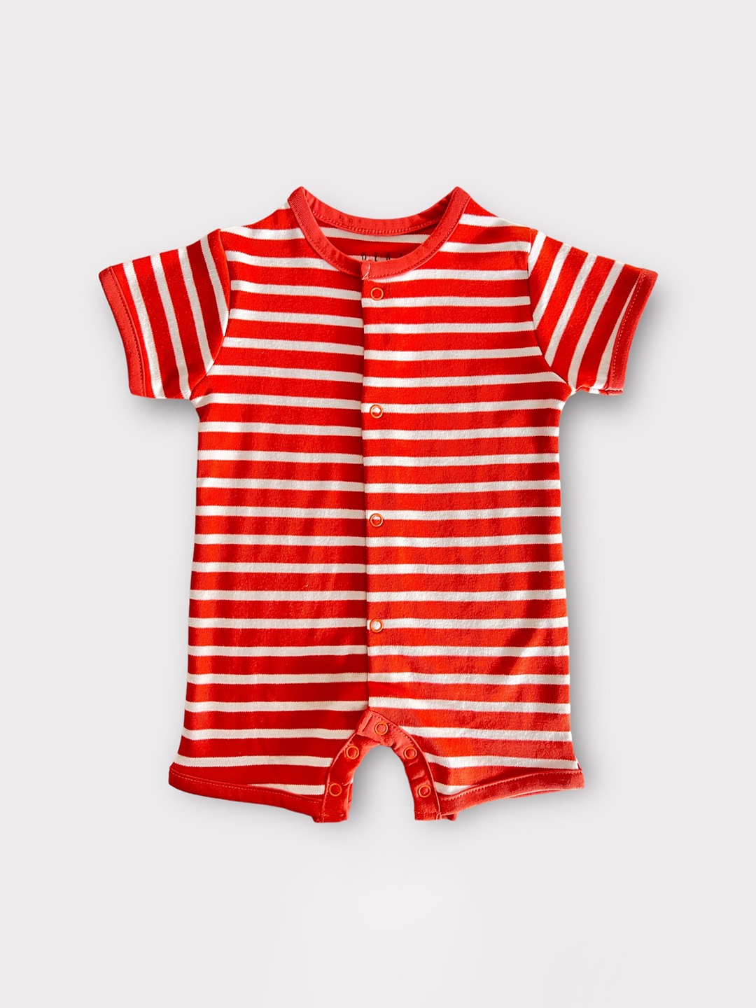 

Dear Little Infants Striped Pure Cotton Rompers, Orange