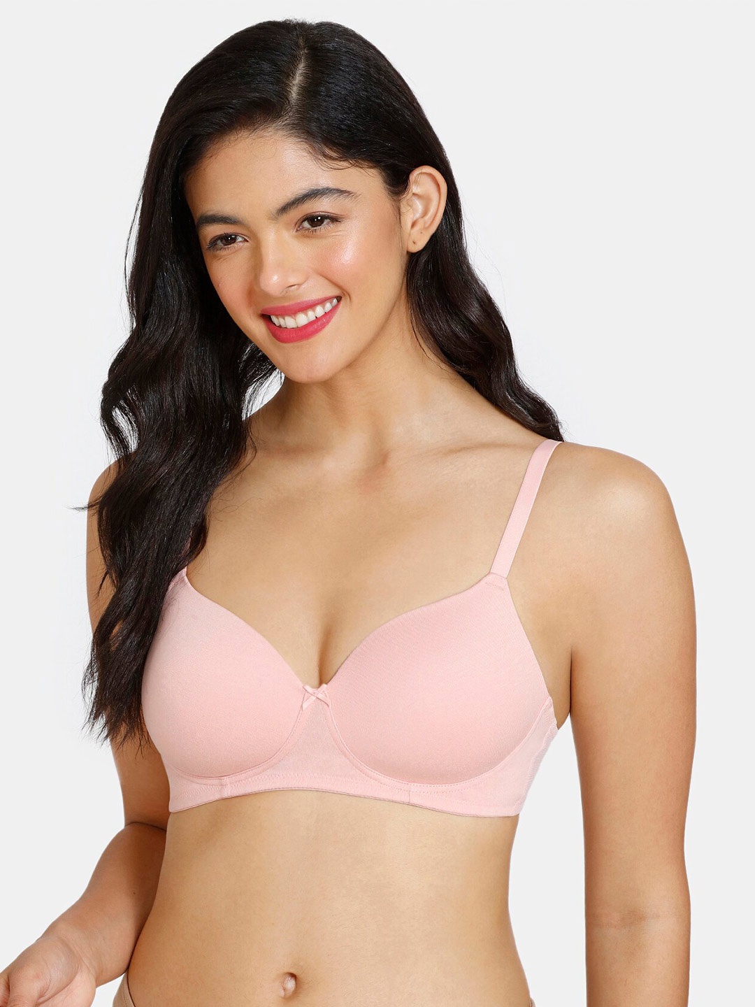 

Zivame T-shirt Bra With Half Coverage Lightly Padded Non-Wired Seamless All Day Comfort, Pink