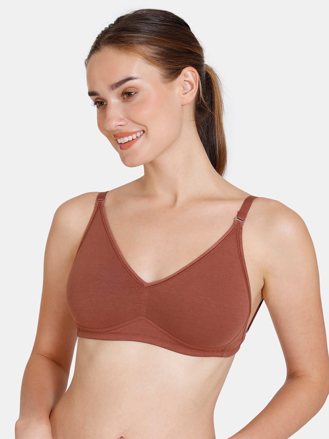 

Zivame Half Coverage Non Padded Pure Cotton T-Shirt Bra With All Day Comfort, Brown