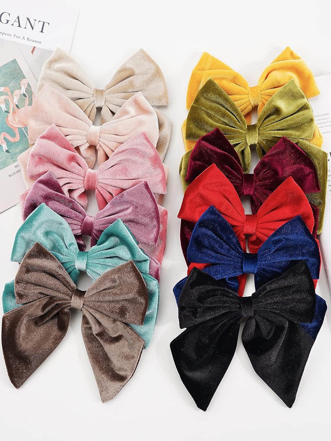 

CHANDERKASH Set 6 Assorted Velvet Hair Bow Alligator Hair Clip