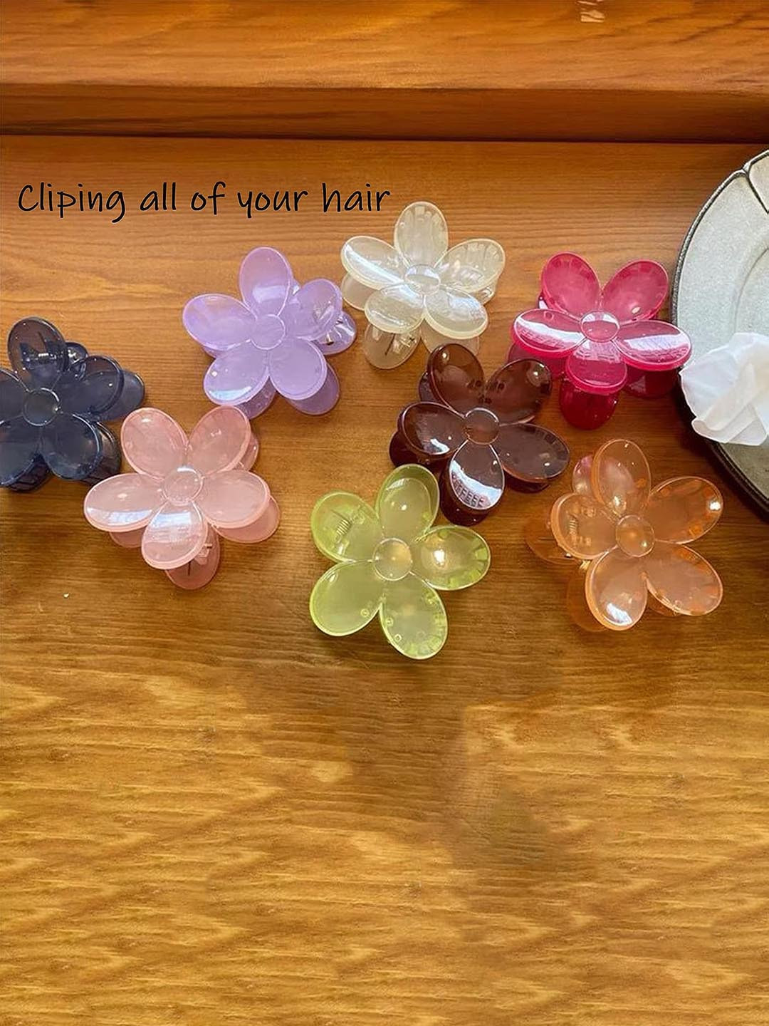 

CHANDERKASH Set of 6 Assorted Floral Shaped Transparent Hair Claw Clip