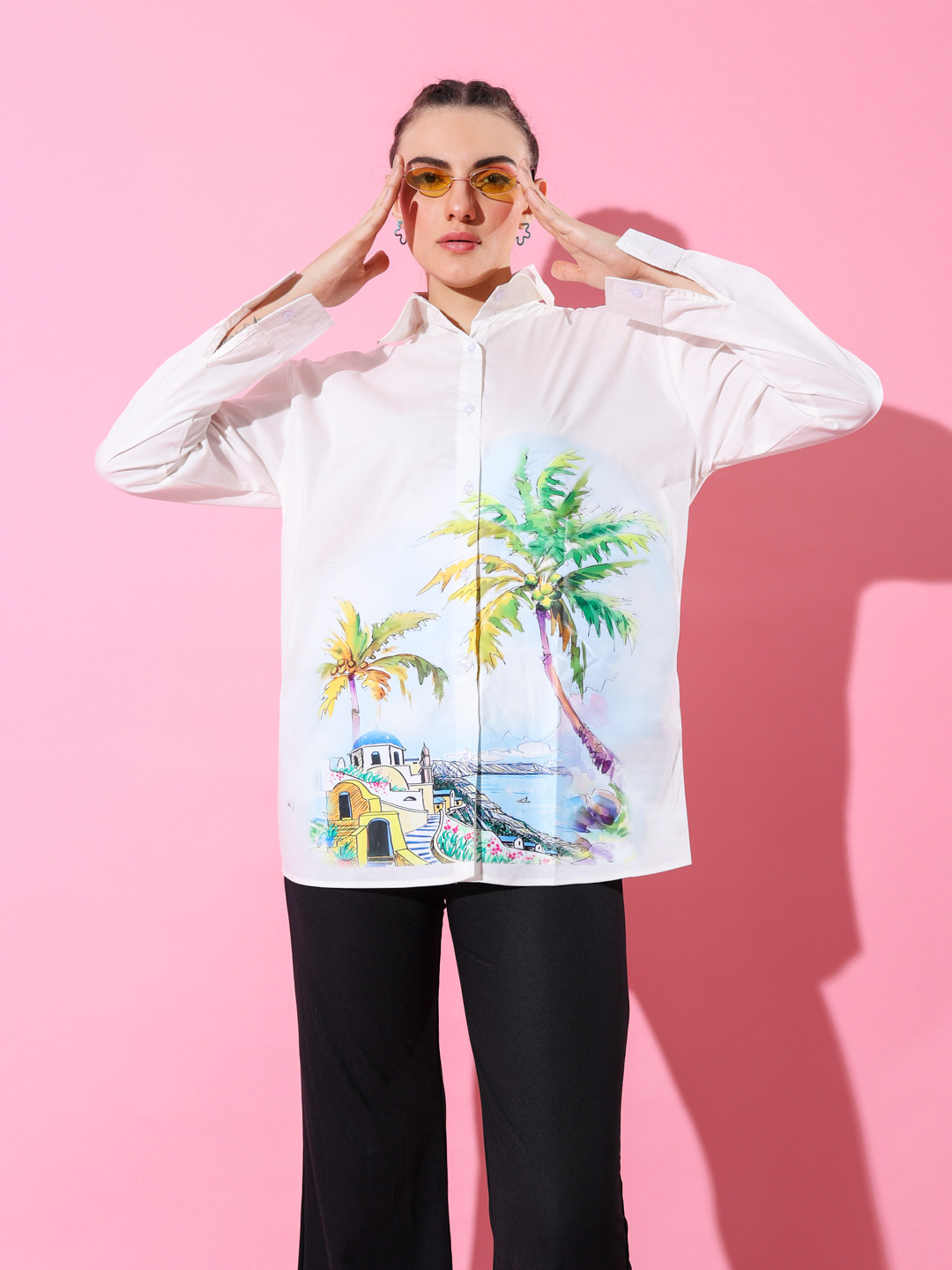 

Stylecast X Hersheinbox Pure Cotton Conversational Printed Casual Shirt, White
