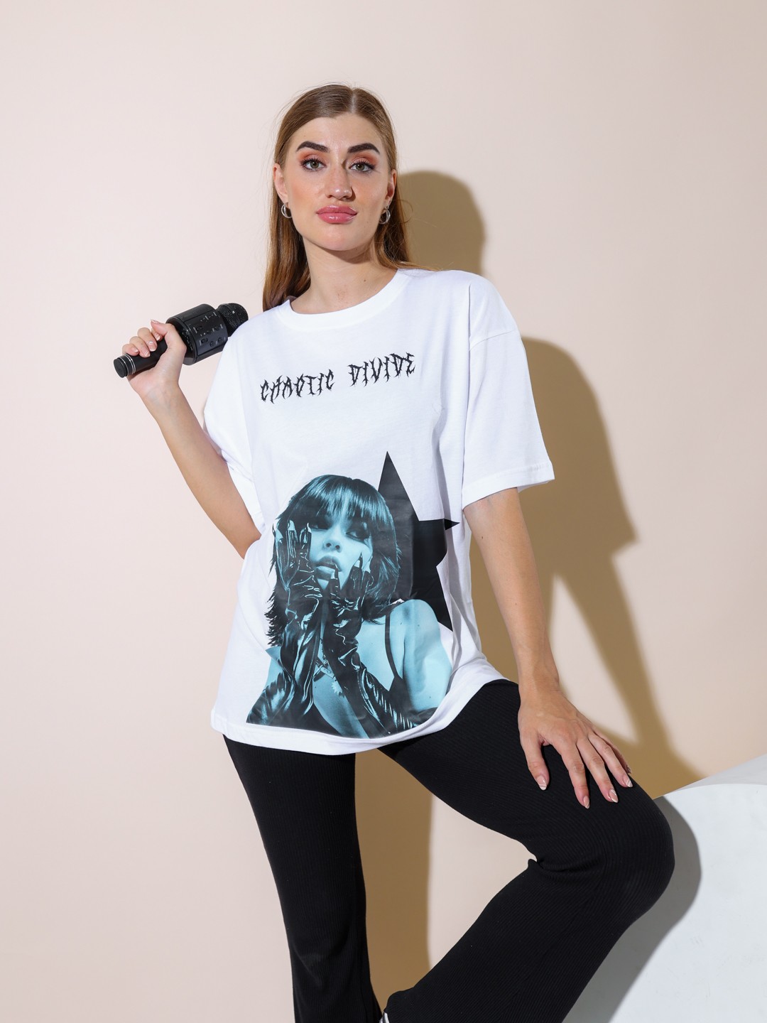 

Stylecast X Hersheinbox Graphic Printed Pure Cotton Oversized T-shirt, White
