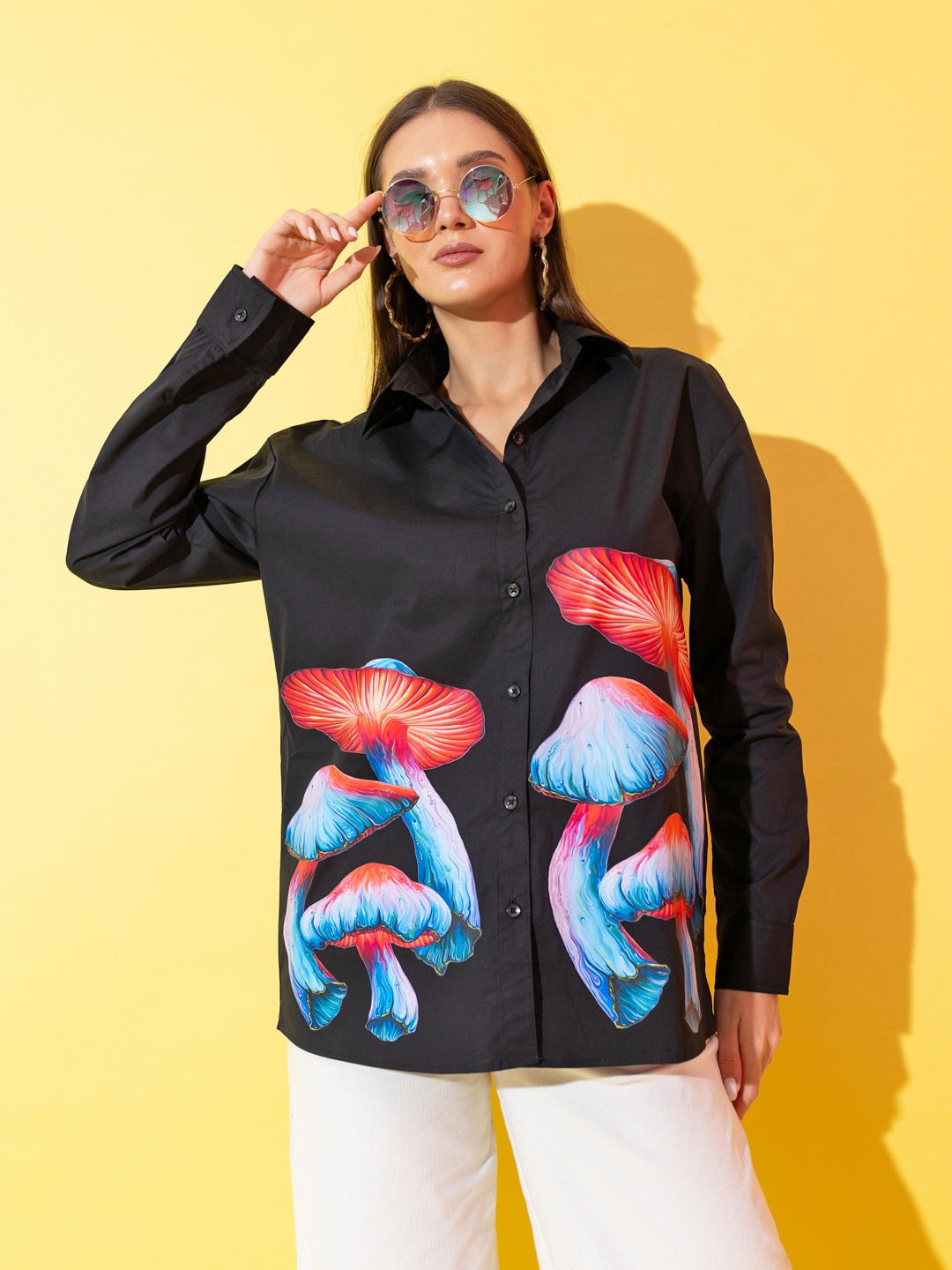 

Stylecast X Hersheinbox Cotton Printed Oversized Shirt, Black