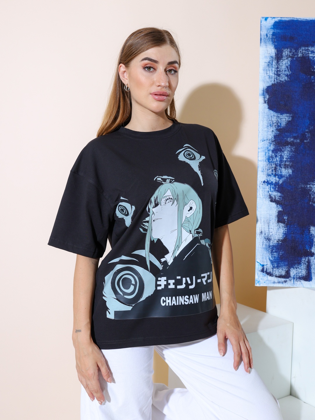 

Stylecast X Hersheinbox Graphic Printed Pure Cotton Oversized T-shirt, Black