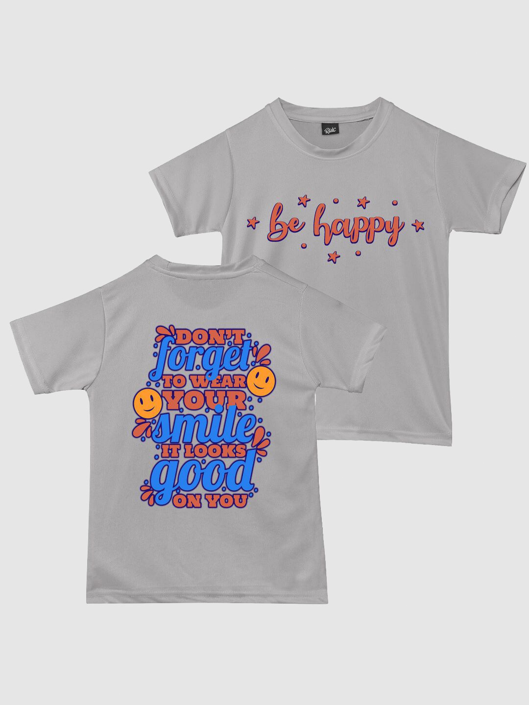 RISH Boys Typography Printed T-shirt, Grey