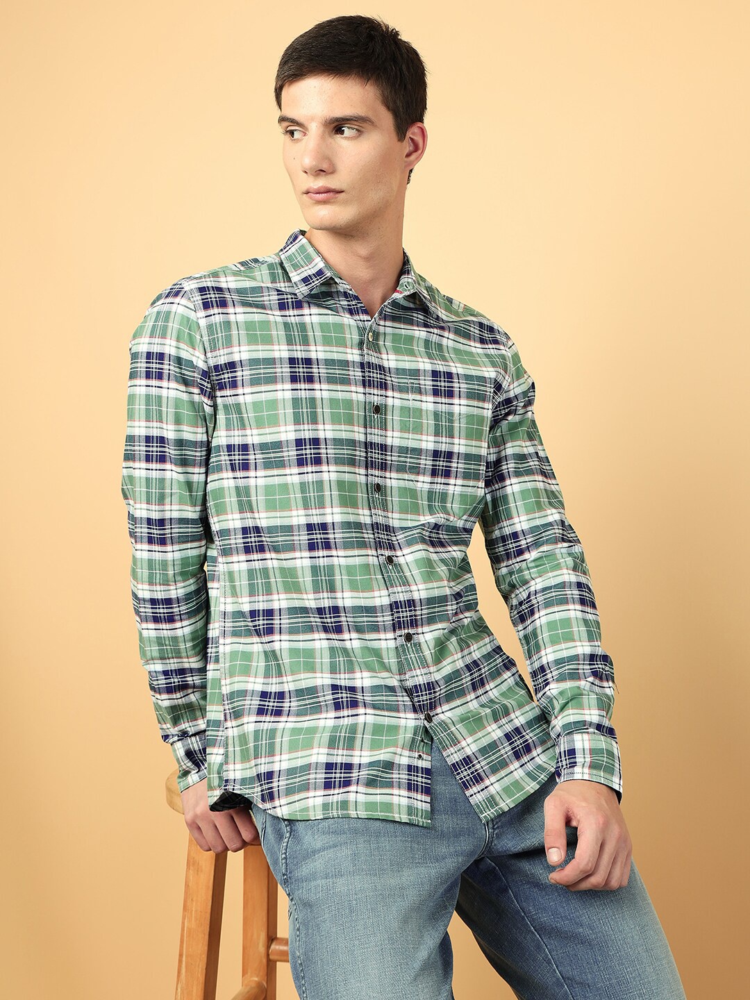 

Wrangler Tartan Checked Oxford Casual Shirt, Green