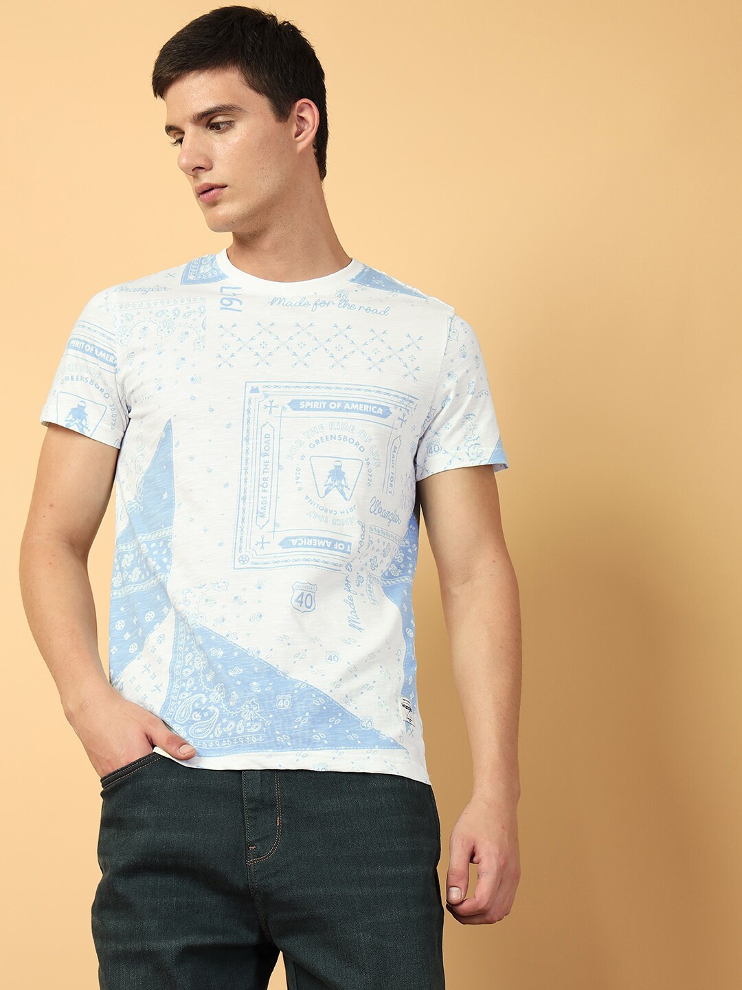 

Wrangler Typography Printed Cotton T-shirt, White