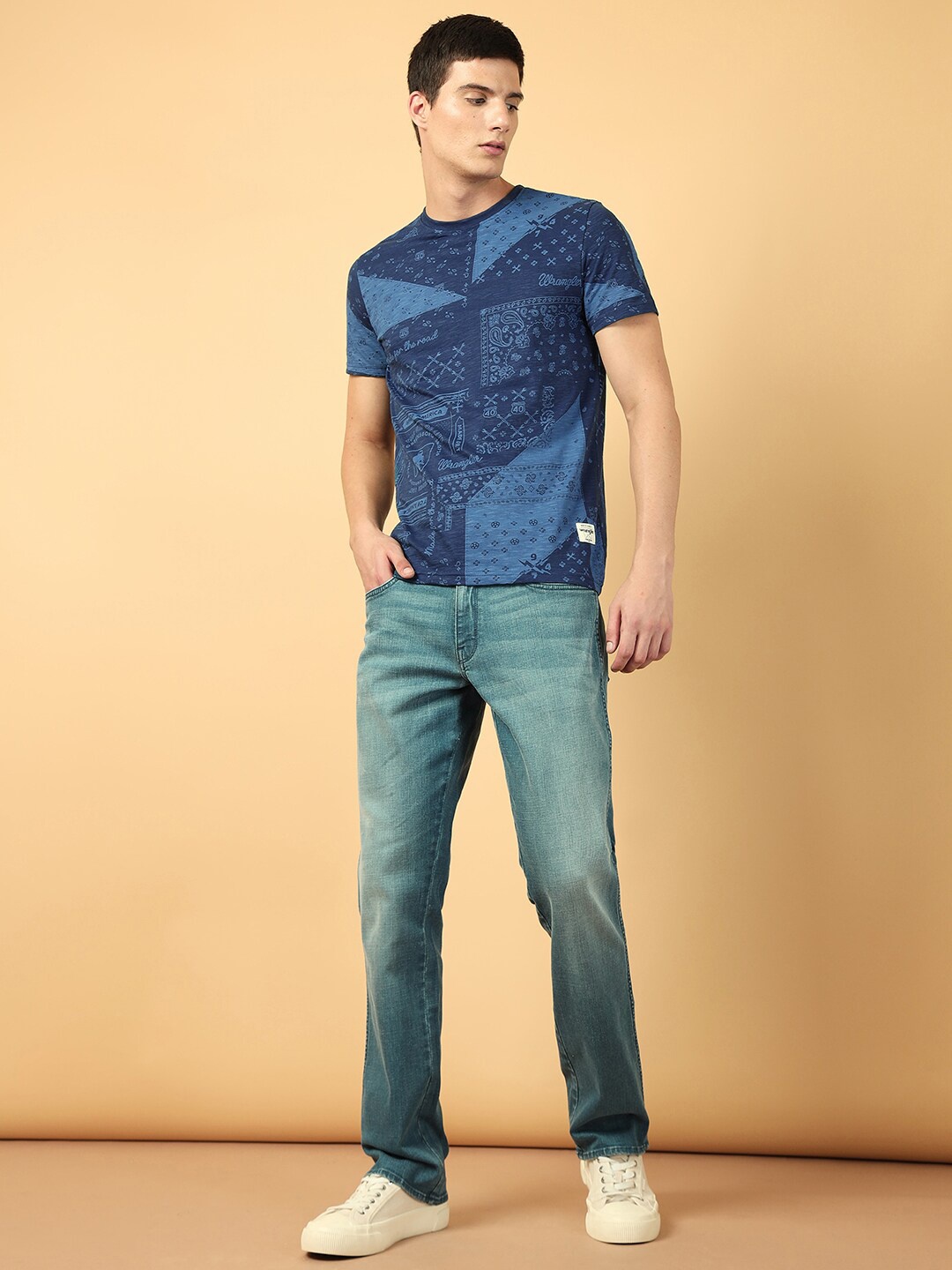 

Wrangler Typography Printed Cotton T-shirt, Blue