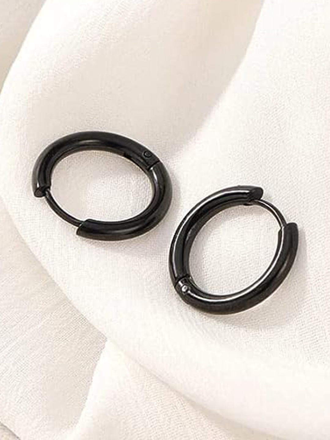 

KRYSTALZ Unisex Pack Of 4 Circular Hoop Earrings, Black