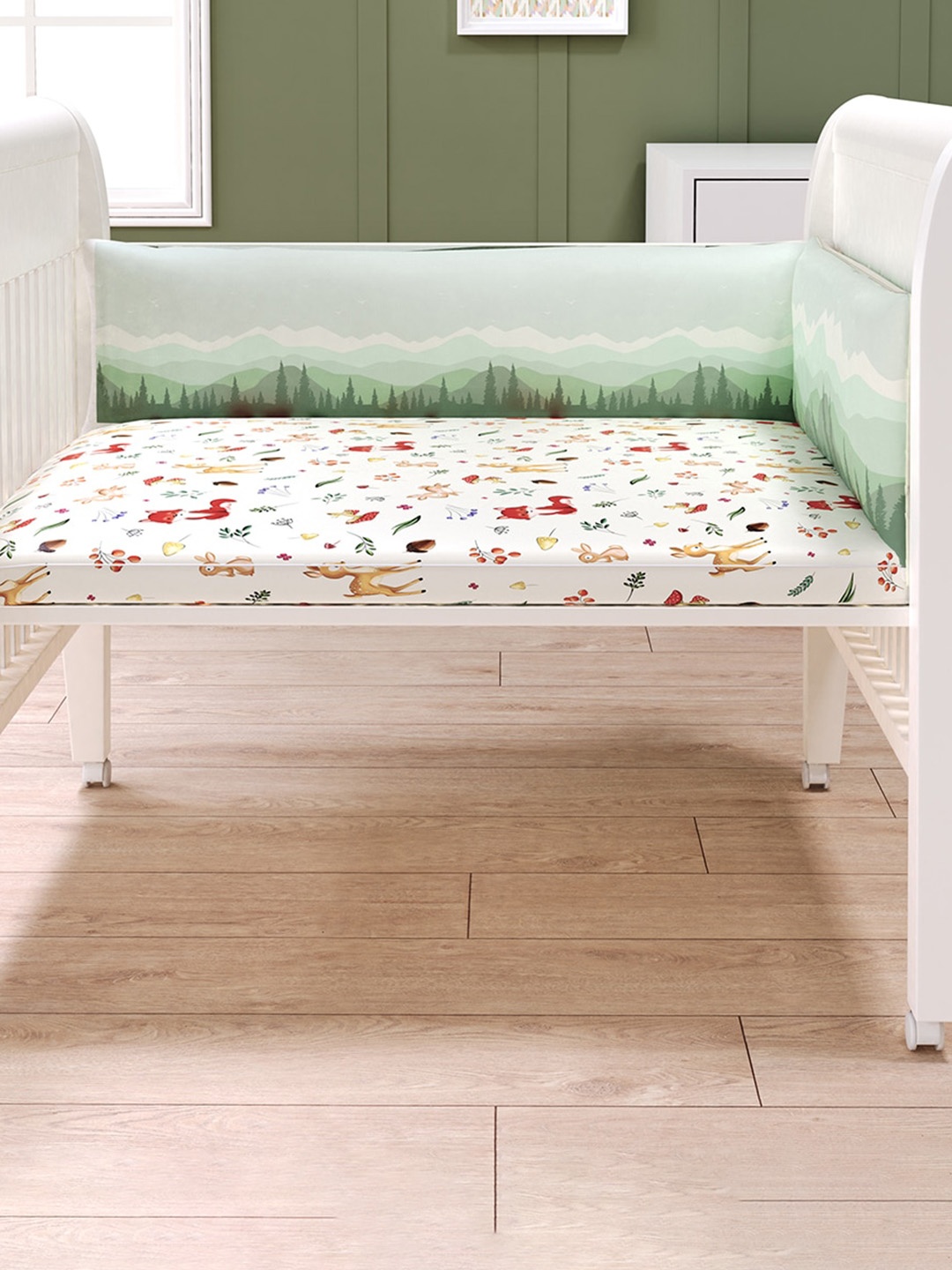 

Fancy Fluff Infants Printed Organic Cotton Baby Bumper, Green