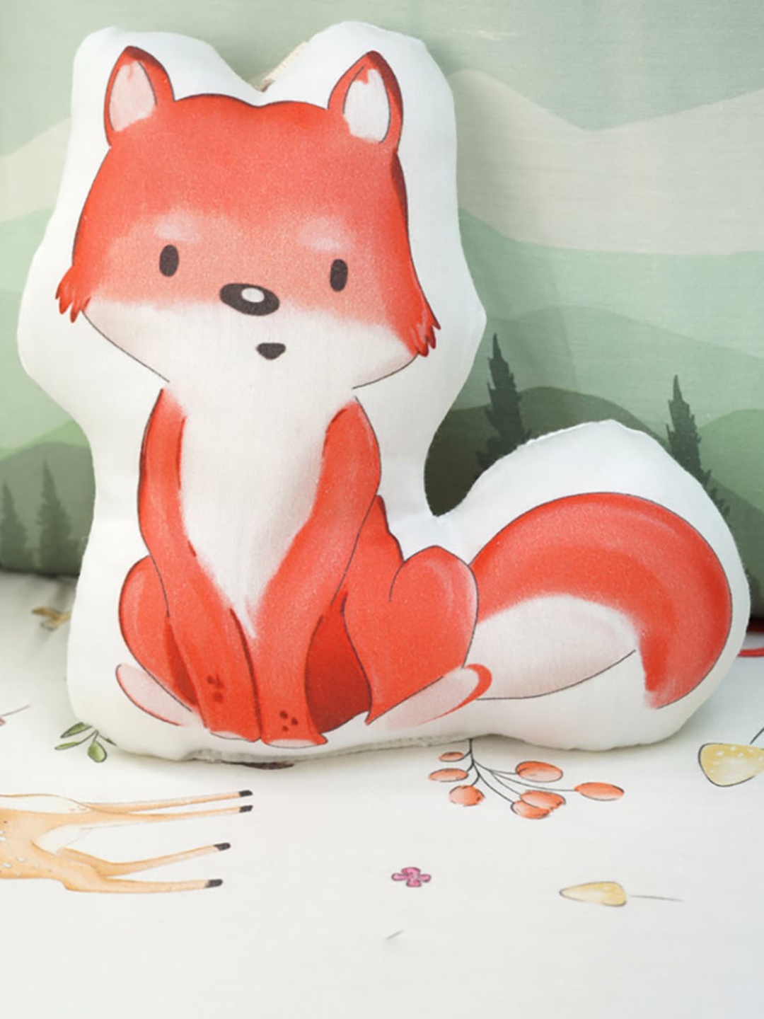 

Fancy Fluff Kids Fox-Shaped Organic Cotton Cushion, White
