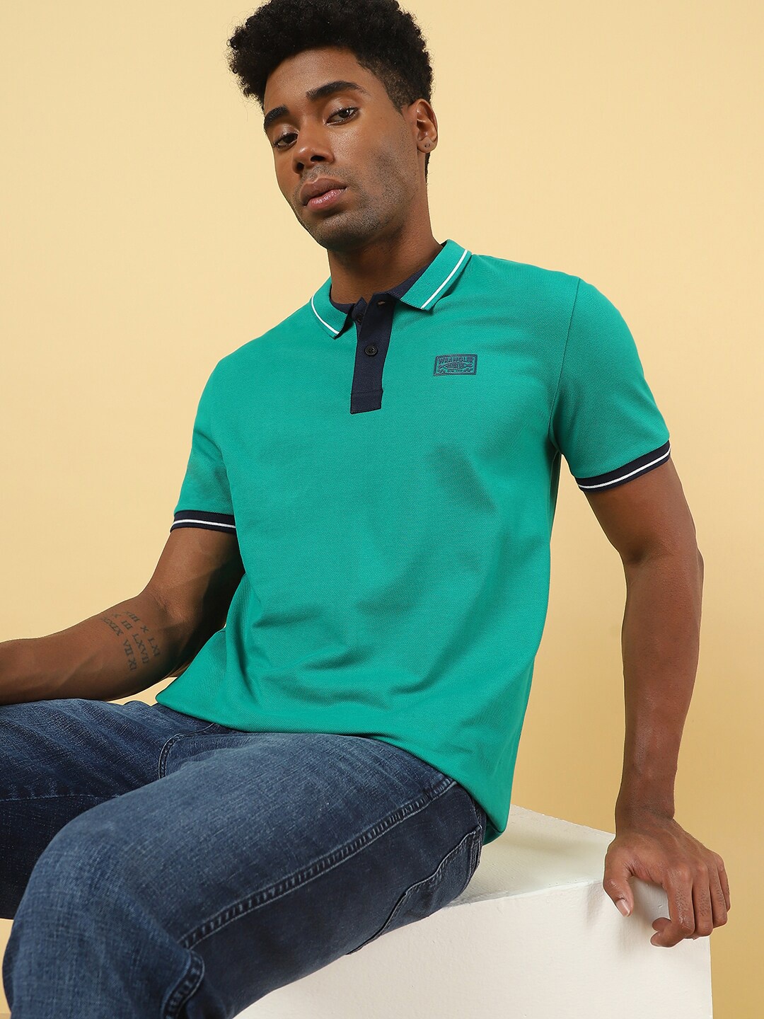 

Wrangler Polo Collar Cotton T-shirt, Green
