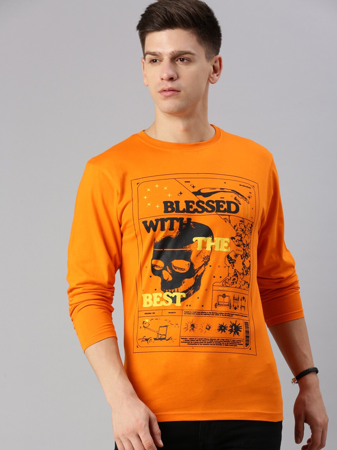 

BLACK RADIO Typography Printed Pure Cotton T-shirt, Orange