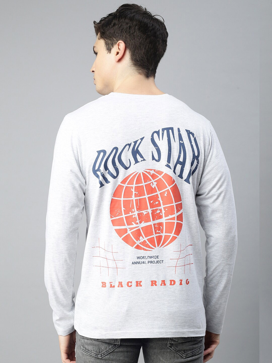 

BLACK RADIO Typography Printed Pure Cotton T-shirt, Off white