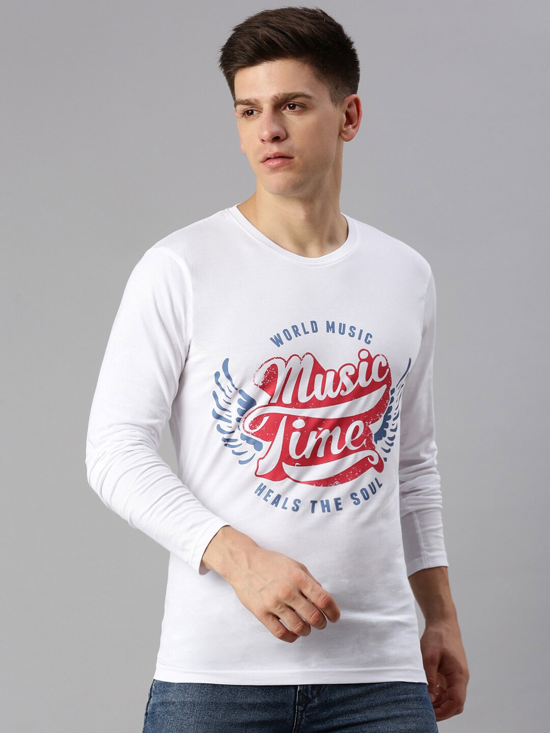 

BLACK RADIO Typography Printed Pure Cotton T-shirt, White