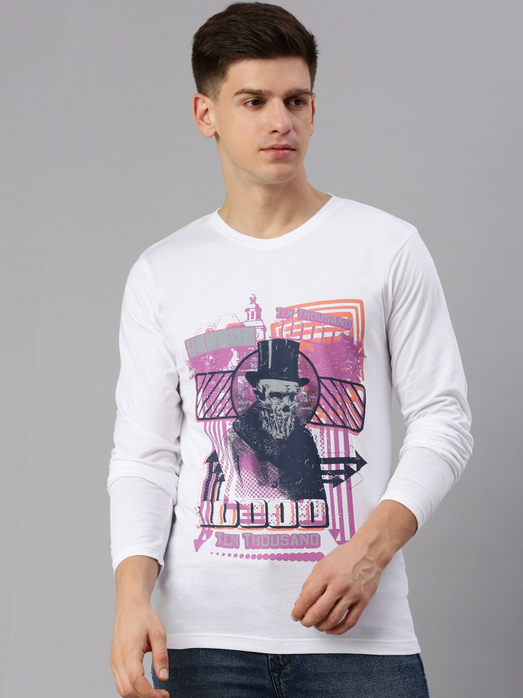 

BLACK RADIO Graphic Printed Pure Cotton T-shirt, White