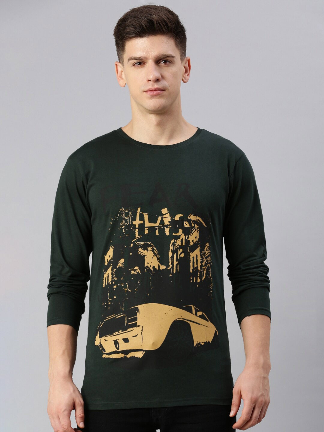 

BLACK RADIO Graphic Printed Pure Cotton T-shirt, Green