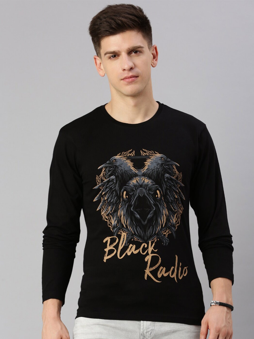 

BLACK RADIO Graphic Printed Pure Cotton T-shirt