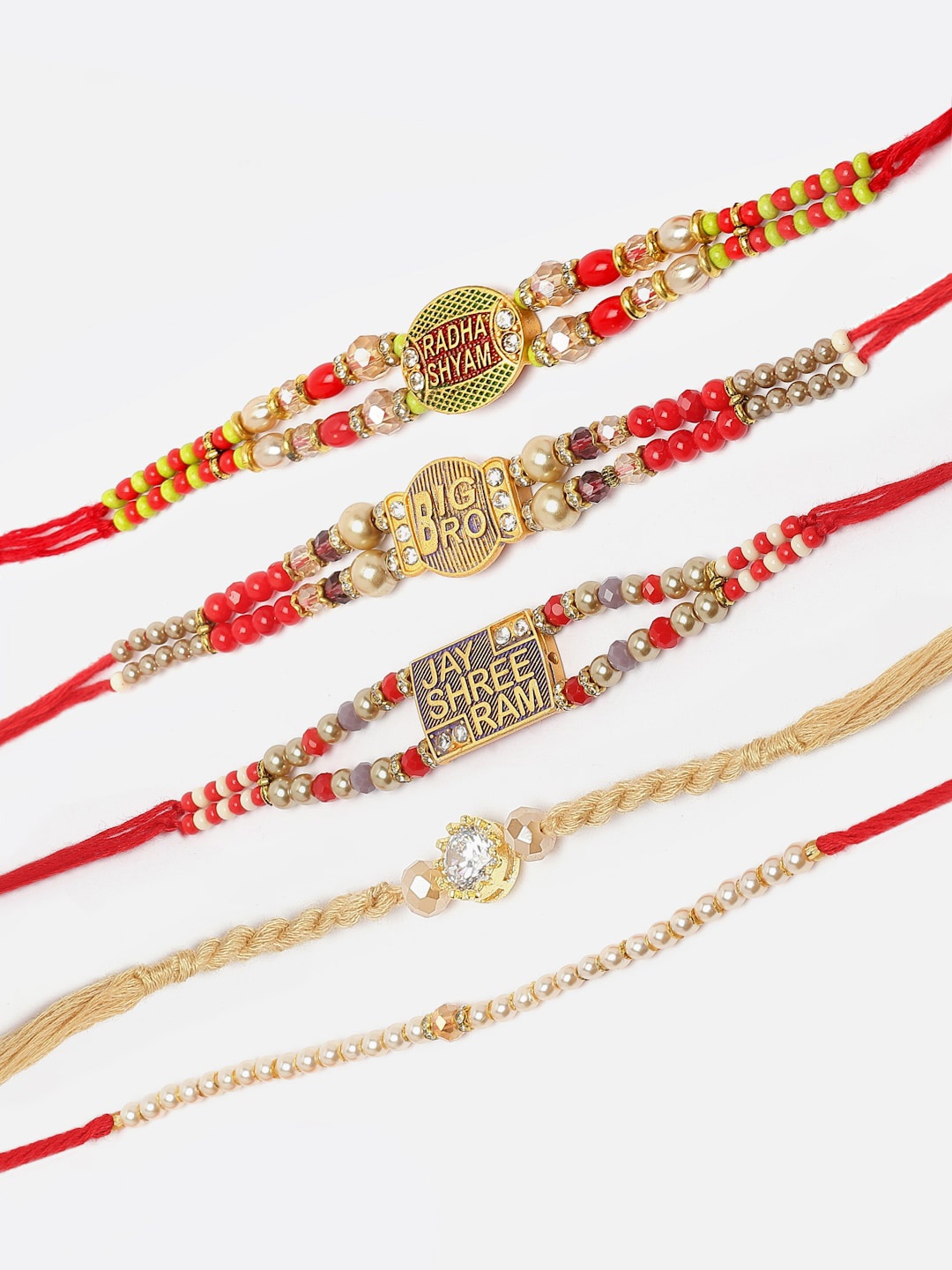 

ZENEME Set Of 5 Rakhis With Roli Chawal & Card, Multi