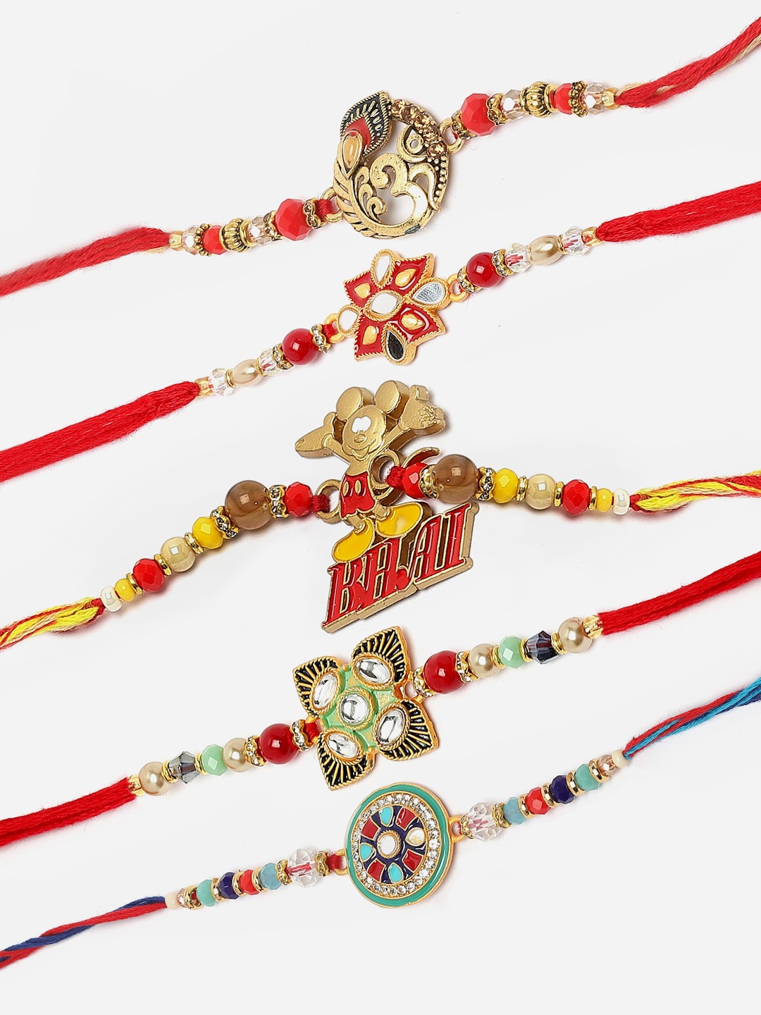 

ZENEME Set Of 5 Mickey Mouse Rakhi Set, Red