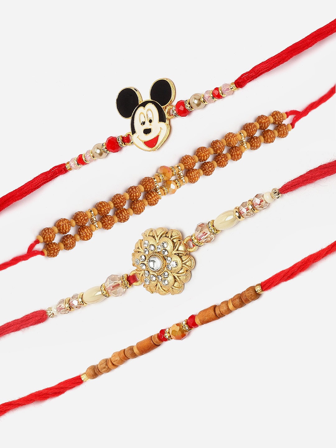 

ZENEME Set Of 4 Rakhi With Roli Chawal Gift Set, Multi