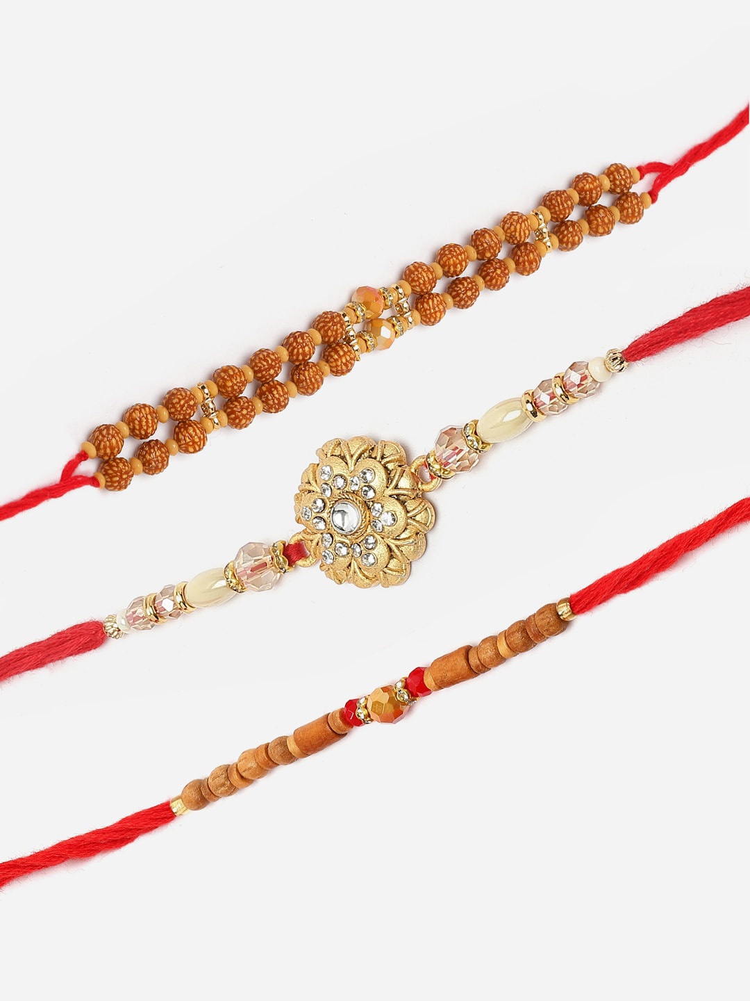 

ZENEME Set Of 3 Rakhi With Roli Chawal Gift Set, Multi