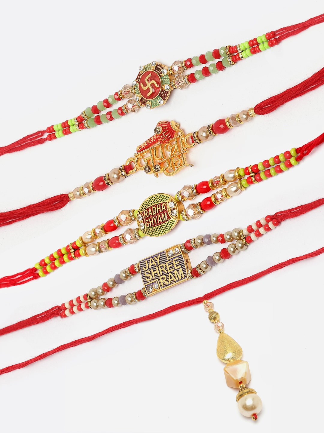 

ZENEME Set Of 5 Rakhis With Roli Chawal & Card, Multi