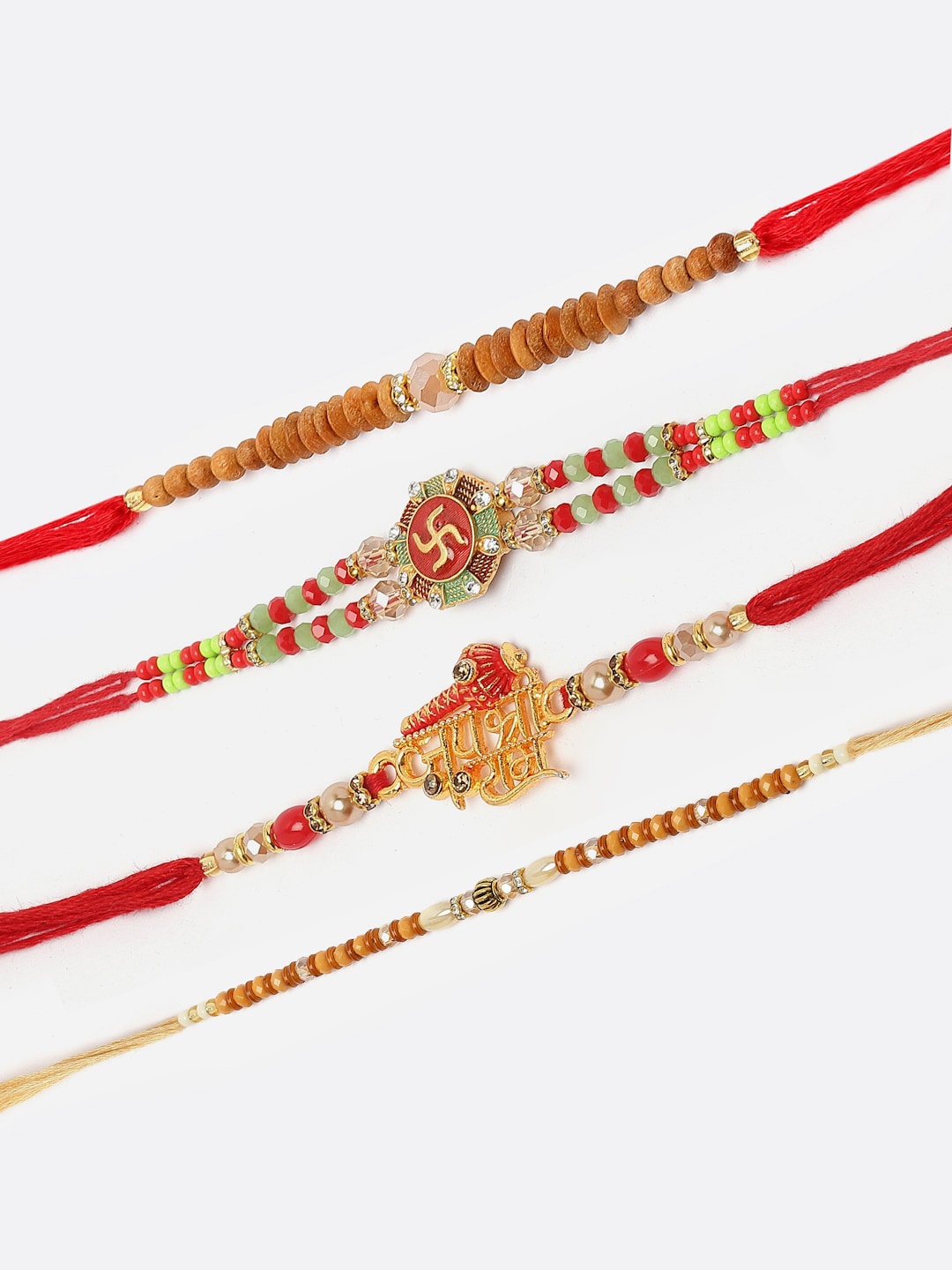 

ZENEME Set Of 4 Rakhi With Roli Chawal Gift Set, Multi