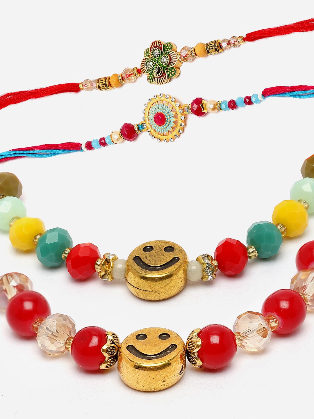 

ZENEME Men Set Of 6 Rakhi With Roli Chawal Gift Set, Gold