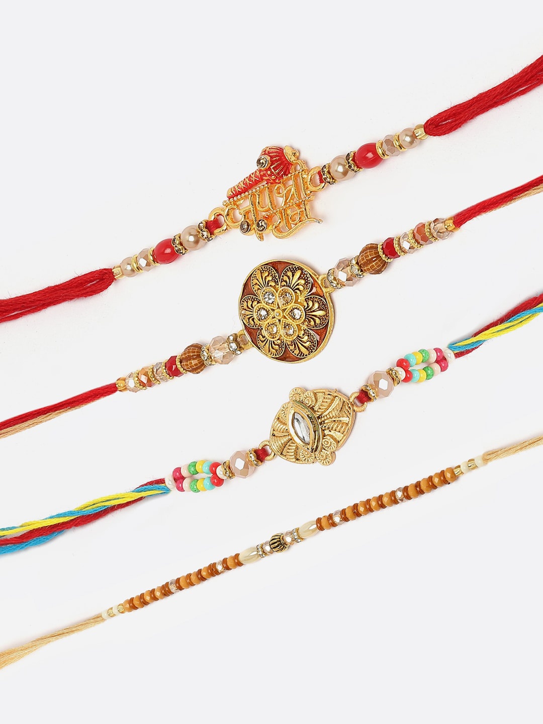 

ZENEME Set Of 5 Rakhis With Roli Chawal & Card, Multi