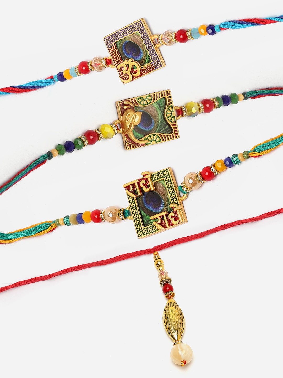 

ZENEME Men Set Of 4 Rakhi With Roli Chawal Gift Set, Blue