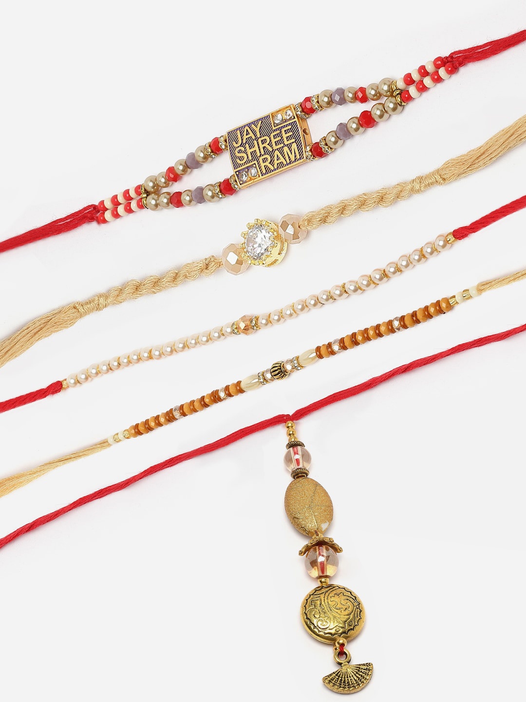 

ZENEME Set Of 5 Rakhis With Roli Chawal & Card, Multi