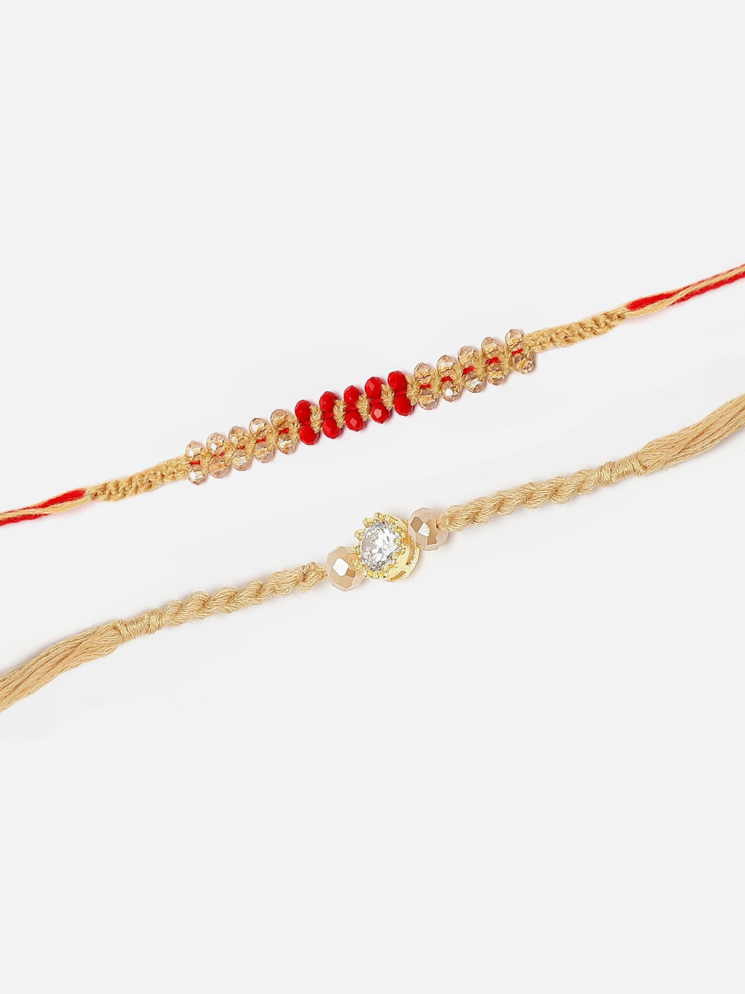 

ZENEME Set Of 2 Rakhi With Roli Chawal Gift Set, Beige