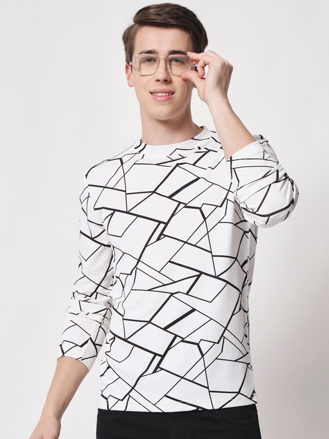 

BAESD Geometric Printed Dri-Fit Monochrome T-shirt, White