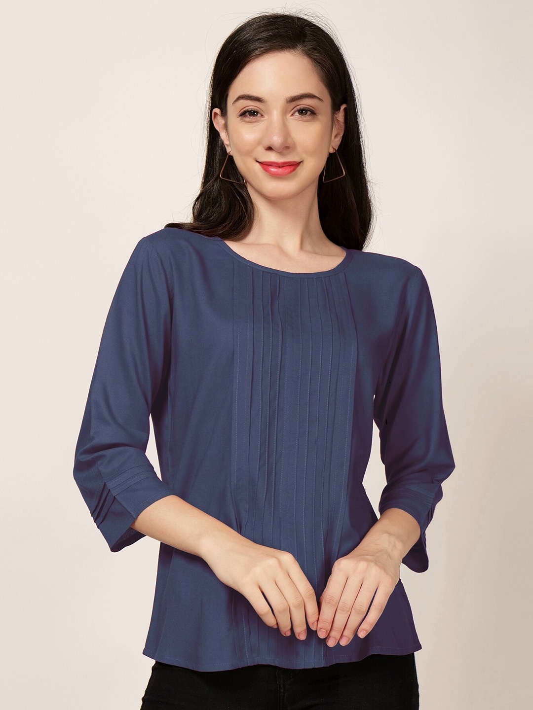 

PATRORNA Pleated Boxy Top, Teal