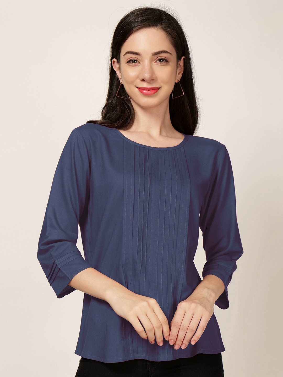 

PATRORNA Round Neck Regular Top, Grey