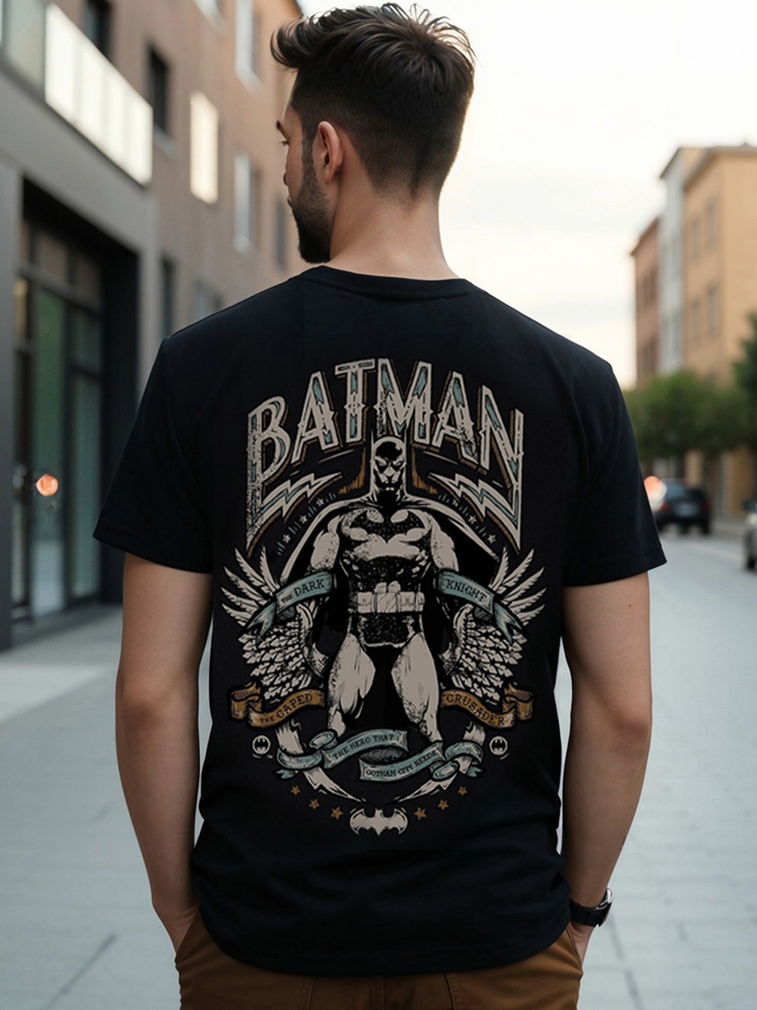 

Bewakoof Black Batman Printed Pure Cotton T-shirt