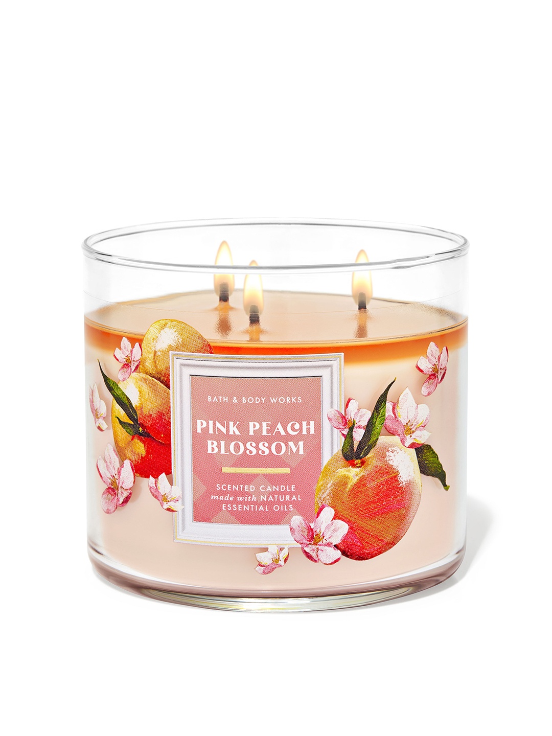 

Bath & Body Works Pink Peach Blossom 3-Wick Scented Candle with Essential Oils - 411g