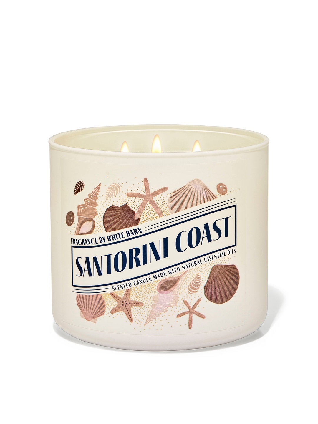 

Bath & Body Works Santorini Coast 3-Wick Scented Candle with Natural Essential Oils - 411g, Beige