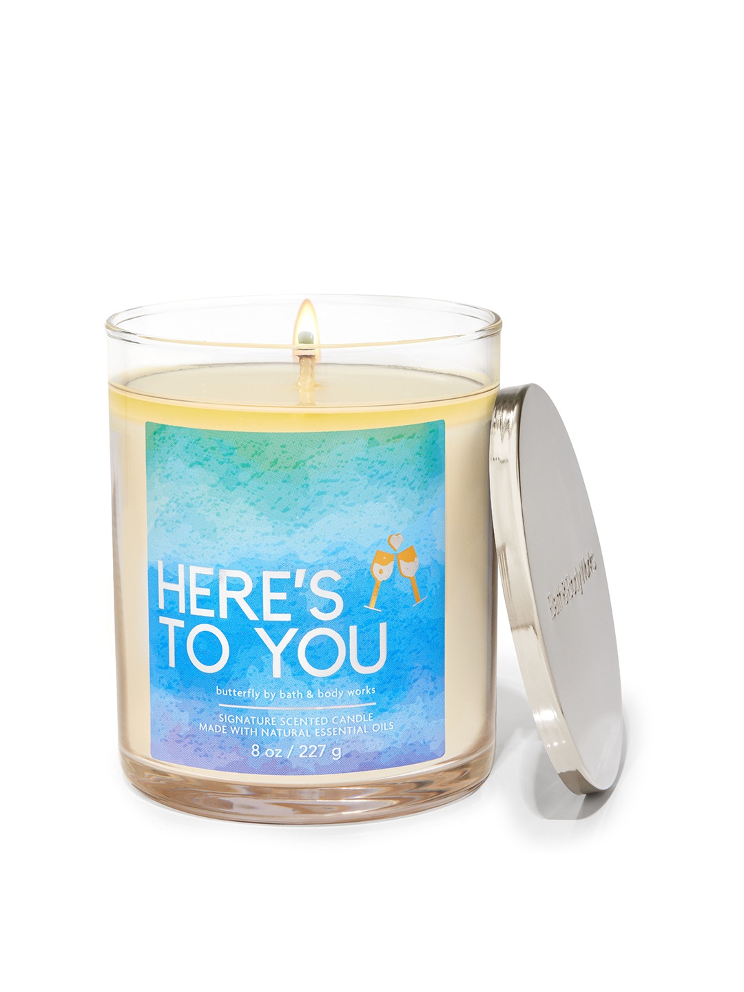 

Bath & Body Works Butterfly Signature Single Wick Candle with Essential Oils - 227g, Blue