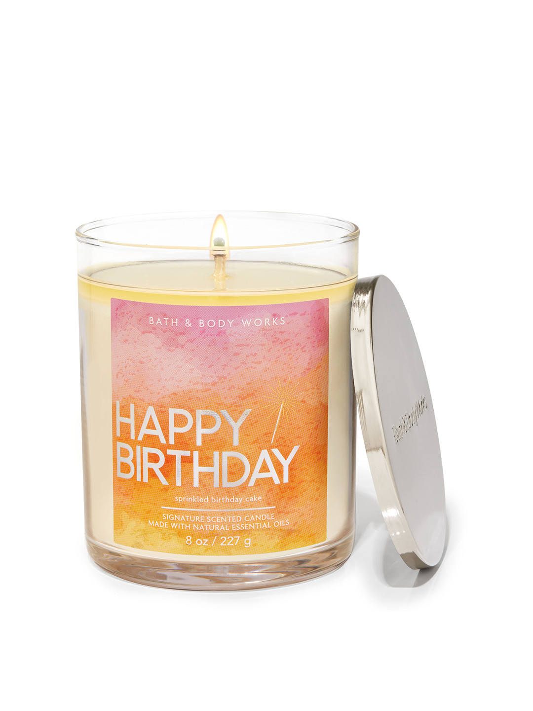 

Bath & Body Works Happy Birthday Sprinkled Birthday Cake Signature Single Wick Candle-227g, Orange