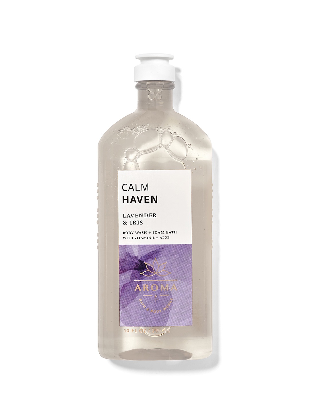 

Bath & Body Works Calm Heaven Lavender & Iris Body Wash + Foam Bath with Aloe - 295 ml, Transparent