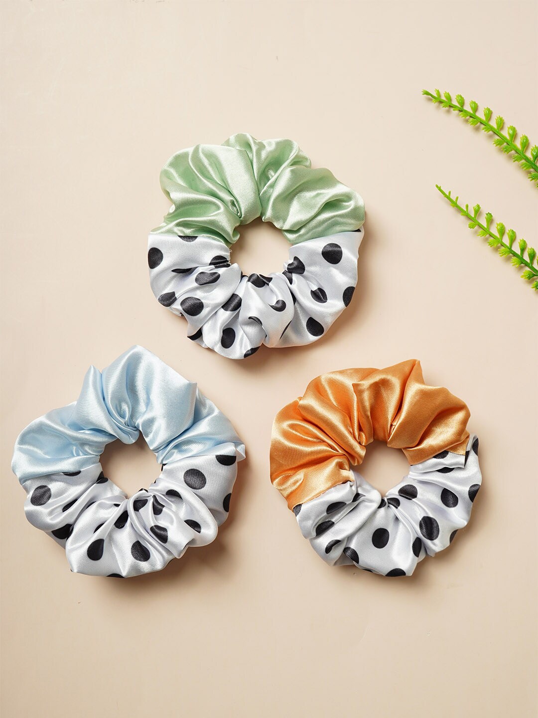 

Ferosh Set of 3 Printed Ponytail Satin Holders, White