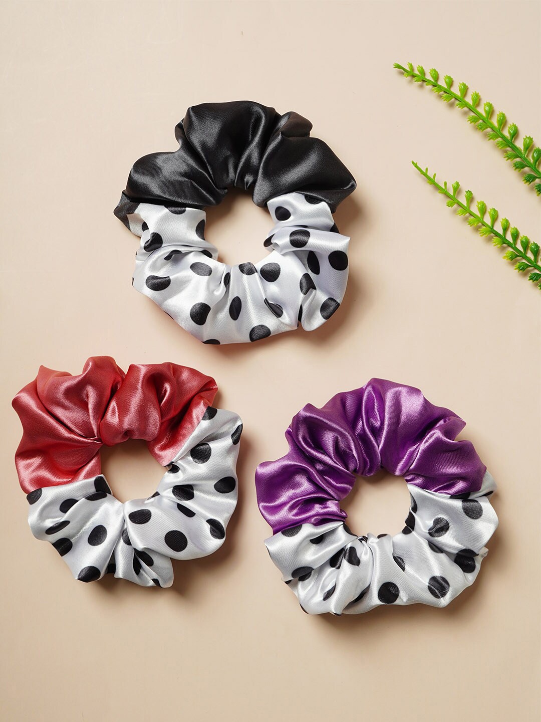 

Ferosh Set of 3 Printed Ponytail Satin Holders, White