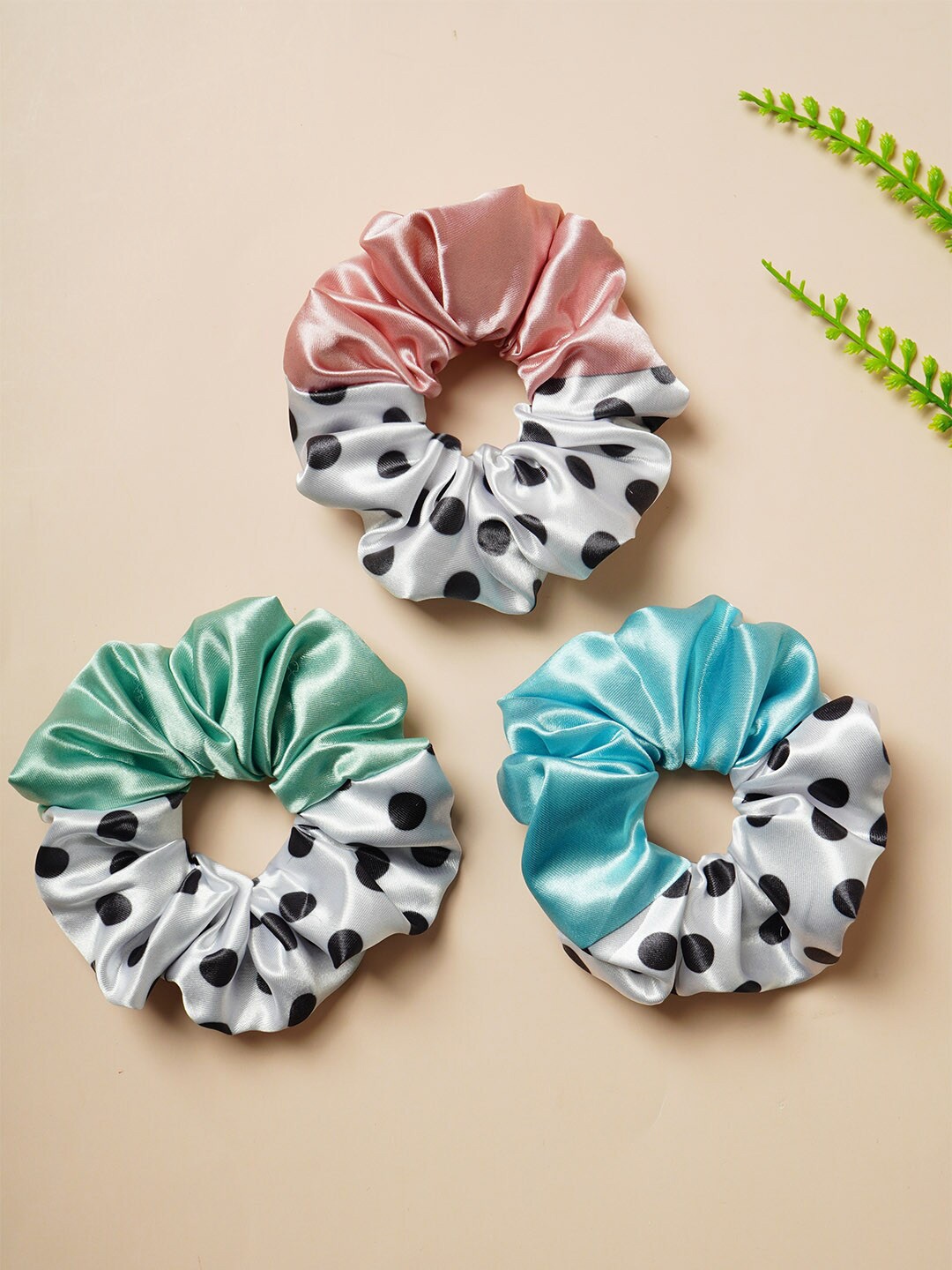 

Ferosh Set of 3 Printed Ponytail Satin Holders, Blue