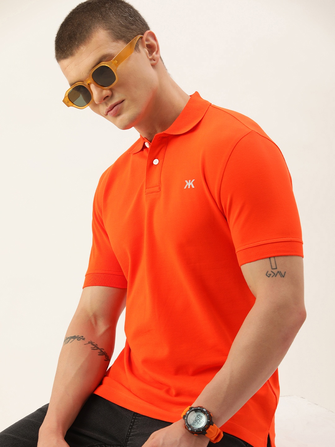 

Kook N Keech Men Polo Collar Slim Fit Pure Cotton T-shirt, Orange