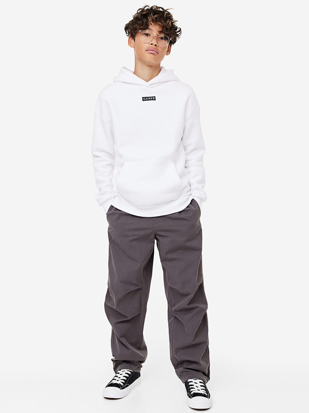 

H&M Boys Loose-Fit Hoodie, White