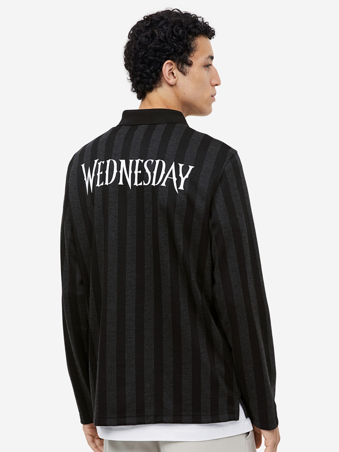 

H&M Regular Fit Long-sleeved Polo shirt, Black